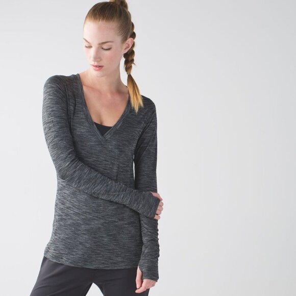 Lululemon Heathered Black  &go Everywhere Long Sleeve Shirt size ~4 - Picture 16 of 16